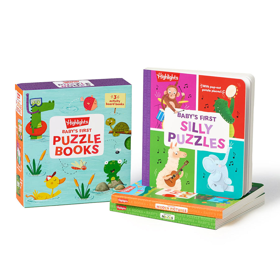 Baby’s First Puzzle Books: Set of Interactive Baby Books for Sensory Learning, 3 Play Time Board Books for Babies and Toddlers with Foam Puzzle, Mazes and More