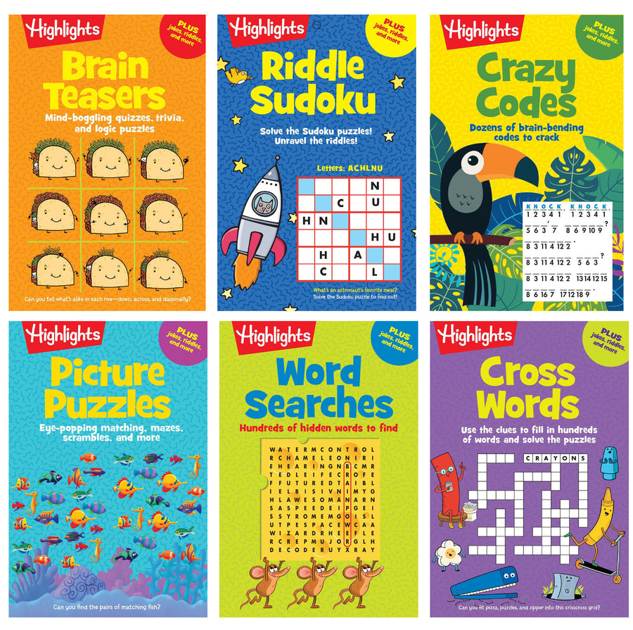 Puzzle Pads Bundle: Puzzle Variety Bundle: 6-Book Puzzle Set with Word Searches, Crosswords, Brain Teasers, Sudoku and Logic Games, Puzzle Gift for Super Solvers Ages 8 and Up