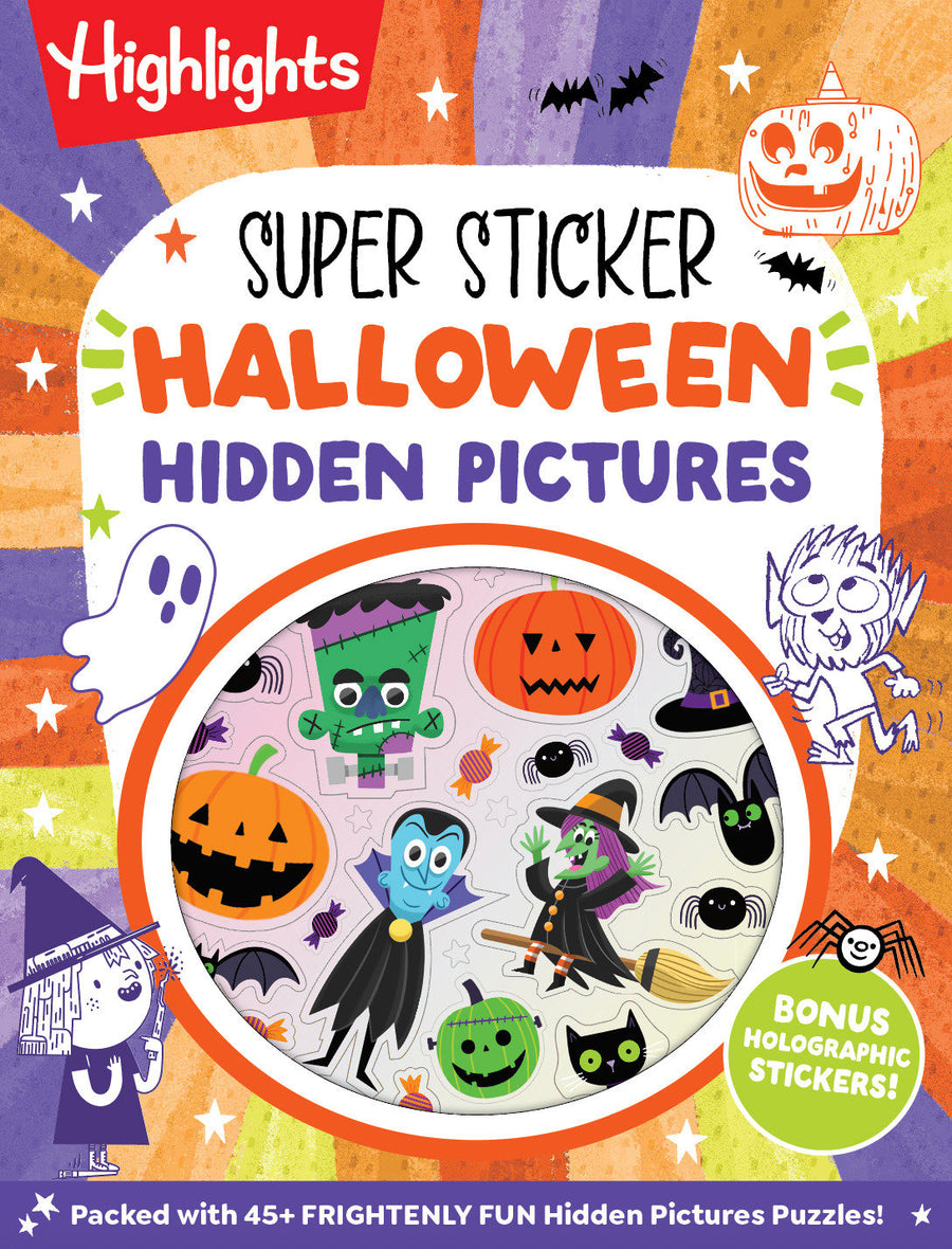 Super Sticker Halloween Hidden Pictures: Halloween Sticker Activity Book with Holographic Foil Stickers and Puzzles, Halloween Kids Gift for Ages 6 and Up