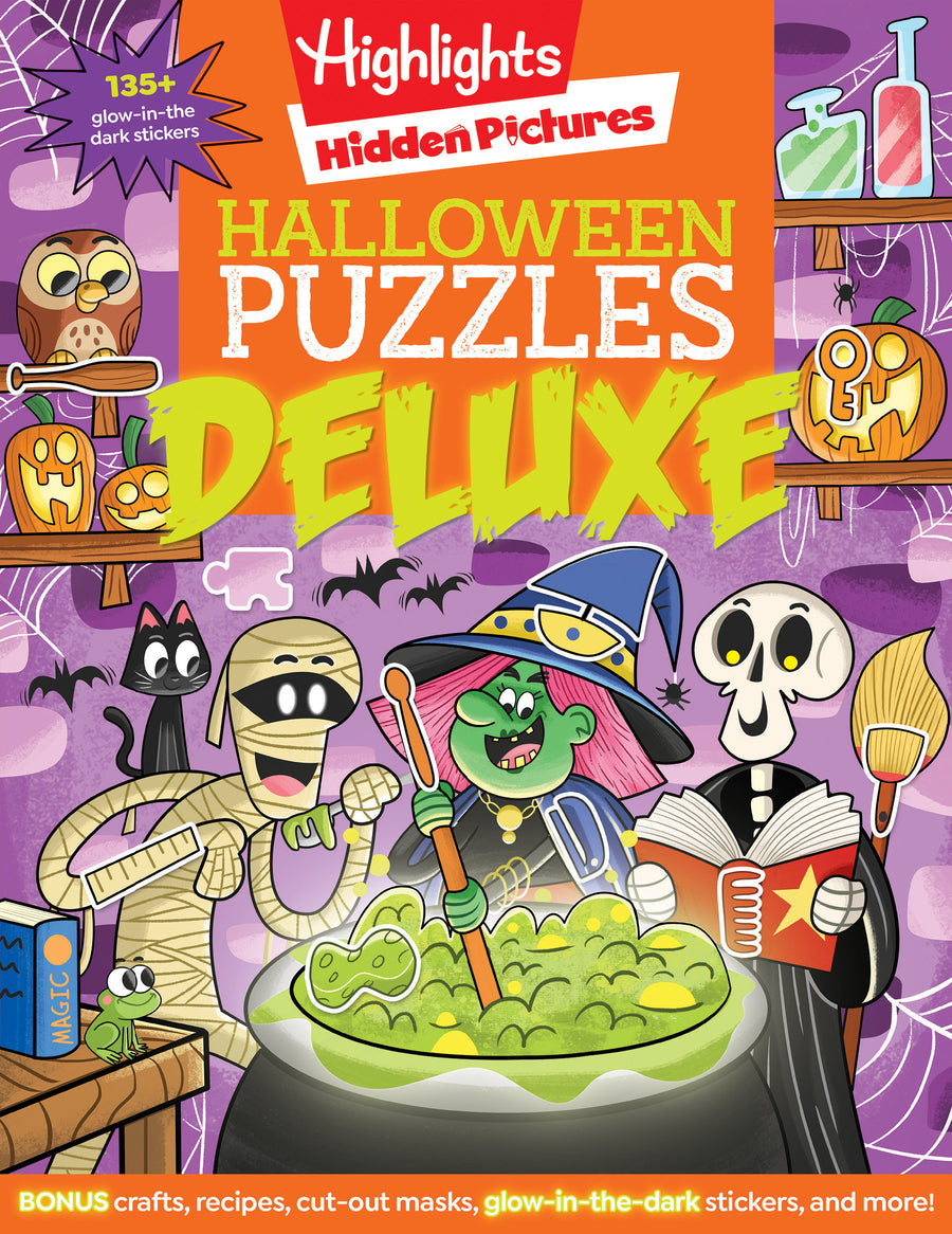 Halloween Puzzles Deluxe: Jumbo Halloween Gift for Kids with Seek and Find Puzzles, Over 600 Hidden Objects, 135 Glow-in-the-Dark Stickers, Recipes and Crafts