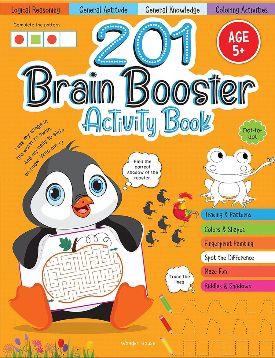 201 Brain Booster Activity Book - Fun Activities and Exercises For Children: Tracing & Pattern, Colors & Shapes, Maze