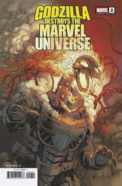 Godzilla Destroys the Marvel Universe #2 Dave Wachter Marvelized Mecha-Ghost Riderzilla Variant