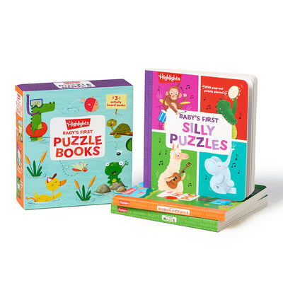 Baby’s First Puzzle Books: Set of Interactive Baby Books for Sensory Learning, 3 Play Time Board Books for Babies and Toddlers with Foam Puzzle, Mazes and More