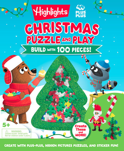 Christmas Puzzle and Play: Build with 100 Pieces!: Holiday Set with Hidden Objects and Plus-Plus Building Blocks for Kids Ages 5 and Up