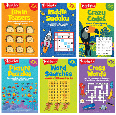 Puzzle Pads Bundle: Puzzle Variety Bundle: 6-Book Puzzle Set with Word Searches, Crosswords, Brain Teasers, Sudoku and Logic Games, Puzzle Gift for Super Solvers Ages 8 and Up