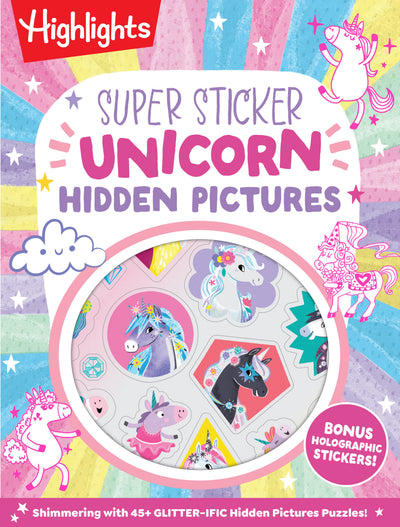 Super Sticker Unicorn Hidden Pictures: Hidden Pictures Puzzle Book for Kids Ages 6-9 with Magical Unicorn Adventures, Dragons, Gnomes and Over 30 Whimsical Holographic Foil Stickers