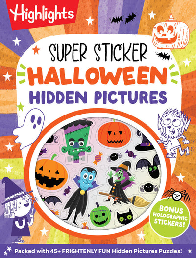 Super Sticker Halloween Hidden Pictures: Halloween Sticker Activity Book with Holographic Foil Stickers and Puzzles, Halloween Kids Gift for Ages 6 and Up