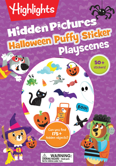 Halloween Hidden Pictures Puffy Sticker Playscenes: Halloween Activity Book for Kids 36 Featuring Over 175 Hidden Objects, 50 Reusable Puffy Stickers and Halloween Mazes and Games