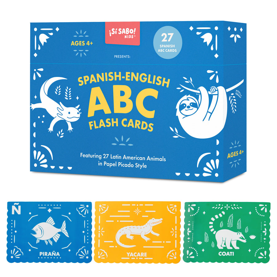 Spanish-English ABC Flash Cards, El Gran Rompecabezas del ABC en Español: 27 Bilingual Alphabet Flash Cards Featuring Latin American Animals in a Papel Picado Design, Rompecabezas para el piso de 27 piezas inspirado en el papel picado