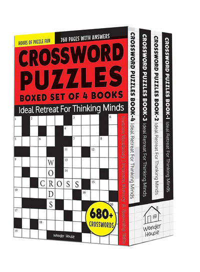Crossword Puzzles Boxed Set [4 Books] - 680+ Engaging Crossword Puzzles / Page Count: 768 /8000+ Words for Vocabulary Building / Puzzles with Answer Sheet