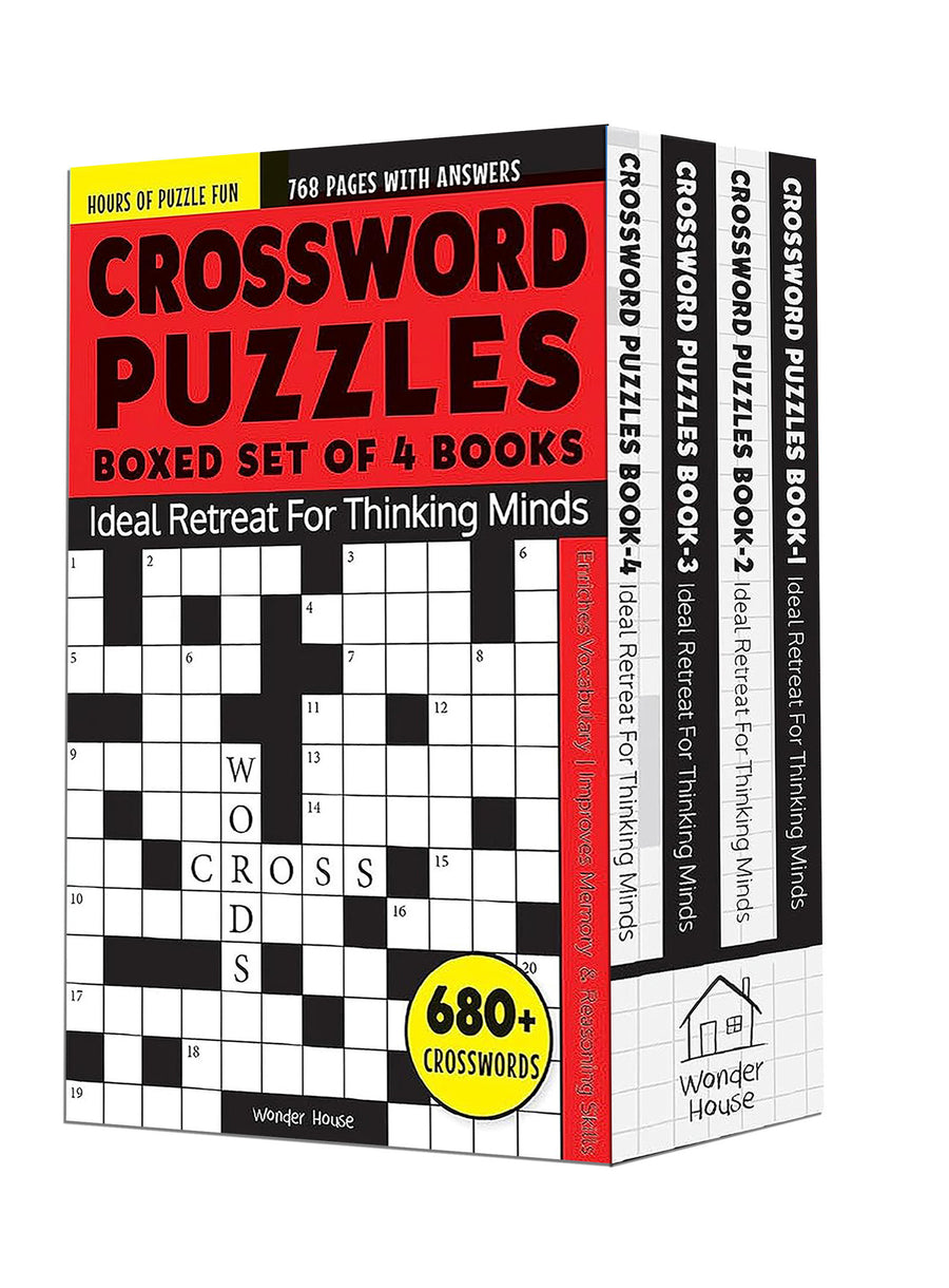 Crossword Puzzles Boxed Set [4 Books] - 680+ Engaging Crossword Puzzles / Page Count: 768 /8000+ Words for Vocabulary Building / Puzzles with Answer Sheet