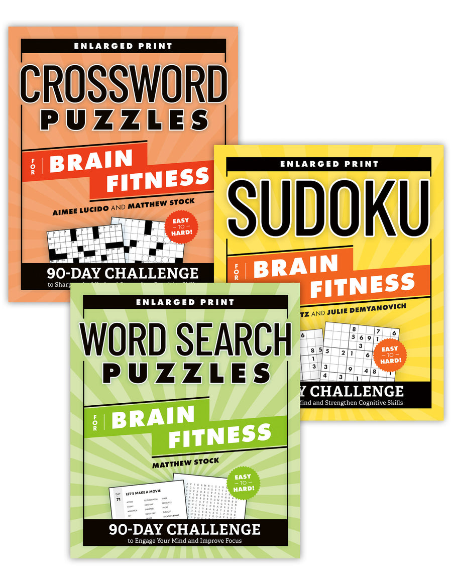 Brain Fitness Puzzle Games Variety Pack: Enlarged Print Sudoku, Crosswords, Word Search
